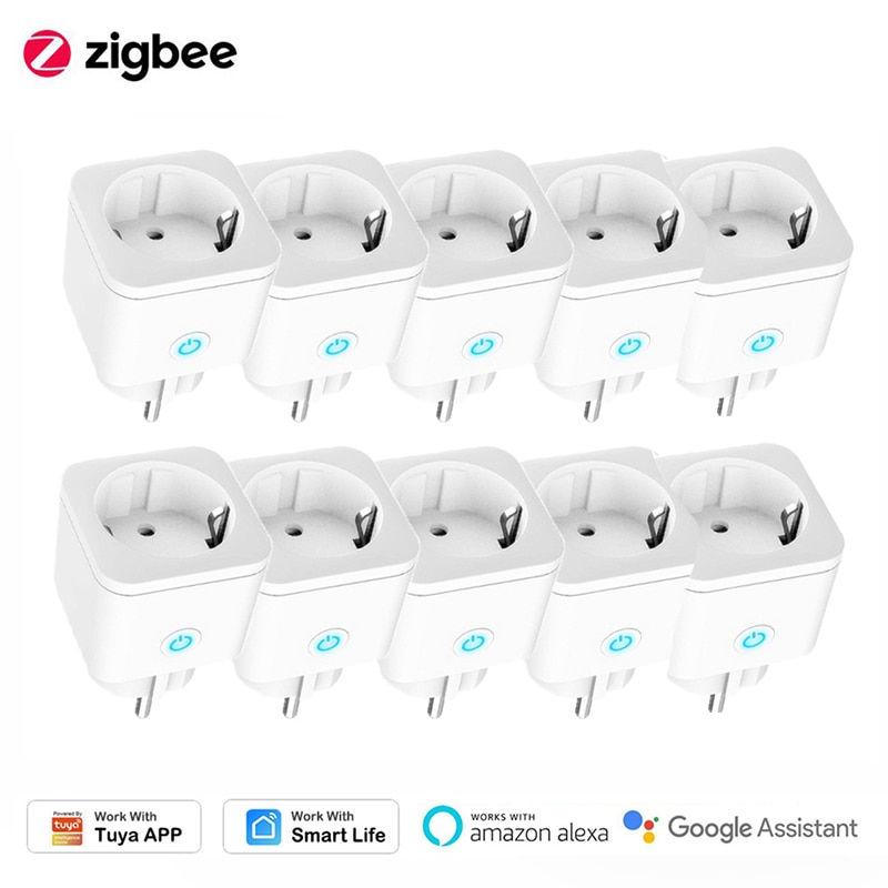 Tuya-ZigBee Ʈ  16A EU ÷  , Ÿ̹ Smartlife     Alexa Google Ȩ ۵